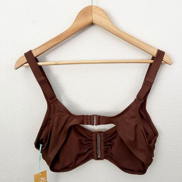 KONA SOL | NWT Brown Rectangle Bralette Bikini Top Adjustable Strap | Size Large - Picture 6 of 8